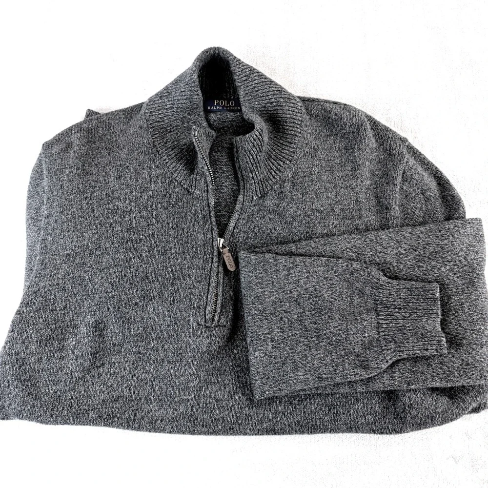 Polo Ralph Lauren Qtr Zip Pullover Mens L Tall Dark Gray